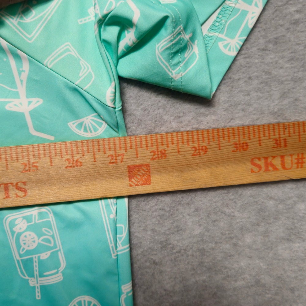 Birdie Bound Mens Polo Shirt 3XL Teal Ombre Cocktail Print Performance Golf Tee - Picture 7 of 8